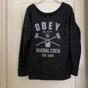 Obey Gray Sweater- Size Large